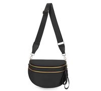 WOOMADA Karierte Crossbody-Tasche Bauchtasche für Damen, Bauchtasche karierte Geldbörse, Gürteltasche mit Schultergurt, Schwarz