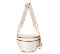 WOOMADA Karierte Umhängetasche, Bauchtasche, stilvolle Gürteltasche, Geldbörse, Beigefarbenes Schachbrett