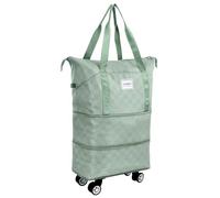 WOOMADA Rolltasche mit Rollen, abnehmbares Handgepäck, erweiterbar, faltbar, großer Koffer für Reisen, Mintgrünes Schachbrett, Reisetasche mit Rollen