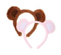 WOONEKY 2 Stück Bärenohren Haarband für Damen Cartoon Stirnbänder mit Niedlichen Tierohren für Partys Cosplay und Fotomomente Braun und Rosa aus Angenehm Weichem Material