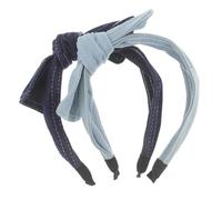 WOONEKY 2 Stück-pack Jeans Haarband Mit Großer Schleife Breites Denim Haarband Für Damen Weicher Haarreif Für Alltag Und Mottopartys Dekoratives Mädchen Haarschmuck