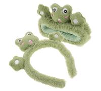 WOONEKY 2 Stück Plüsch Frosch Stirnband Cartoon Haarband für Make Up Spa Gesicht Waschen Weiches Elastisches Cosplay Accessoire für Damen Geburtstag Karneval