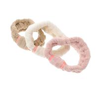 WOONEKY 3 Stück Damen Stirnband aus Korallenvlies mit Schleife Elastisches Make Up Haarband für Gesichtswäsche Dusche Yoga Spa Einstellbar Atmungsaktiv Zufällige Farbe
