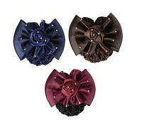 WOONEKY 3 Stück Haaraccessoires mit Schleifenclip Snood aus Polyester und Strass für Damen Hohe Elastizität Starker Halt für Formelle und Freizeit Anlässe