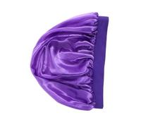 WOONEKY 3 Stück Junge Mädchen Bademütze Satin Haarschutz Schlafmütze Für Jungen Mädchen Elasthan Breiter Rand Mütze Für Hause Waschen Violett Schwarz Rosa