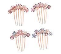 WOONEKY 4 Stück Elegante Strass Haarkämme Vintage Stilvolle Haarschmuck Clips für Damen Glitzernde Dekorative Haarspangen für Festliche Anlässe und Alltag Modische Accessoires für Frauen