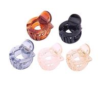 WOONEKY 5 Stück Teiliges Mini Haarspangen Bunte Kunststoff Haarklammern Rutschfeste Haarkrallen für Frauen und Mädchen Vielseitige Octopus Clips in Schwarz Braun Champagner Transparent
