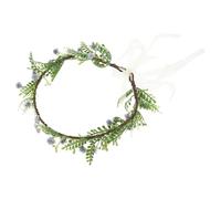 WOONEKY Blumenkranz Haarband für Damen Handgefertigt mit Kristallverzierung Vintage Stil Blaues Boho Stirnband für Hochzeit Festival und Fotoshooting