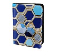 WOPQS Reisepasshülle mit blauen Sechsecken und Diamanten, 14 cm, Reisezubehör, Dokumentenabdeckung, blockierender Organizer