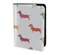 WOPQS Reisepasshülle mit niedlichem Dackel-Motiv, 14 cm, Reisezubehör, Dokumentenabdeckung, blockierender Organizer