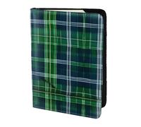 WOPQS Reisepasshülle, Schottenkaro, 14 cm, Blau, Reisezubehör, Dokumentenabdeckung, blockierender Organizer