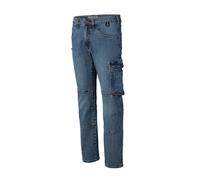 Workerjeans HERO BY JOHN MEDOOX "CALGARY Denim Basic Workwear Arbeits-Cargojeans", Herren, Gr. 48, Länge 32, blau (mid blau used), Denim/Jeans, 99% Baumwolle, 1% Elasthan, regular fit lang, Jeans, Arb