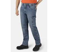 Workerjeans HERO BY JOHN MEDOOX "CALGARY Denim Basic Workwear Arbeits-Cargojeans", Herren, Gr. 54, Länge 32, blau (mid blau used), Denim/Jeans, 99% Baumwolle, 1% Elasthan, regular fit lang, Jeans, Arb