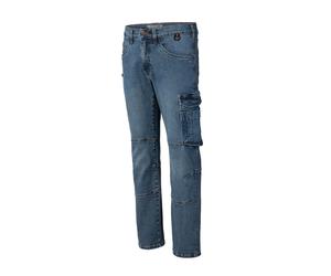 Workerjeans HERO BY JOHN MEDOOX "CALGARY Denim Basic Workwear Arbeits-Cargojeans", Herren, Gr. 54, Länge 32, blau (mid blau used), Denim/Jeans, 99% Baumwolle, 1% Elasthan, regular fit lang, Jeans, Arb