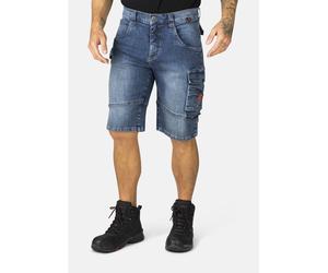 Workerjeans HERO BY JOHN MEDOOX "LUCAN Denim Workwear Arbeits-Cargoshorts Jeans", Herren, Gr. 48, blau (mid blau washed), Denim/Jeans, 98% Baumwolle, 2% Elasthan, regular fit kurz, Jeans, Arbeits-Carg