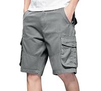 Workwear Herren Shorts Persönlichkeitsdesign Für Herren Einfache Baumwolle Einfarbig Nähte Shorts Overall Hose Gewaschene Locker Dünn Mit Kurze Hosen Hose Baumwolle Cargo Herrenshorts Grey XXL