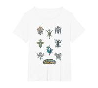 World of Warcraft Textbook Iconic Badges Big Chest Poster T-Shirt, Damen Große Größen, Weiß, 4X
