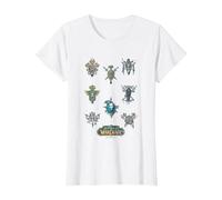 World of Warcraft Textbook Iconic Badges Big Chest Poster T-Shirt, Damen, Weiß, L
