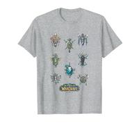 World of Warcraft Textbook Iconic Badges Big Chest Poster T-Shirt, Herren, Grau Meliert, M