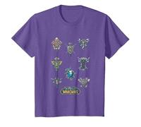 World of Warcraft Textbook Iconic Badges Big Chest Poster T-Shirt, Kinder, Heidekrautlila, 140