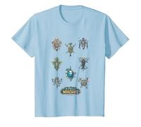 World of Warcraft Textbook Iconic Badges Big Chest Poster T-Shirt, Kinder, Himmelblau, 104