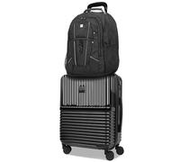 World Traveler Dejuno Ultimate Travel Combo Spinner Handgepäck & Laptop Rucksack 2-teiliges Gepäck-Set, Onyx, Medium, Dejuno Ultimate Travel Combo Spinner Handgepäck & Laptop Rucksack 2-teiliges