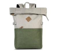 Worldpack Daypack Campus Style – Rolltop, 15,6-Zoll-Laptopfach, 19 l – Hellgrau/Khaki Herren