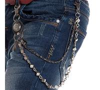 WORNEW Herren Hosenkette Motorrad Schlüsselanhänger Geldbörse Gürtelkette Totenkopf Charm Leder Gothic Rock Hosenkette Herren Unisex Punk Pants Kette