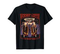 Worship Coffee Dark Lord Sarcastic Vintage Funny Adult Humor T-Shirt