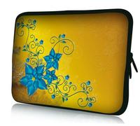 wortek Universal Notebooktasche Sleeve aus Neopren für Laptop bis ca. 10,2 Zoll - Gelb Blau Blume