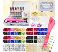 Worthofbest Hotfix Strass-Applikator-Set mit 8600 Hot-Fix-Kristallen, 3 mm, 4 mm, 5 mm, Bedazzler-Kit für glitzernde Kleidung, Stoff, Leder - waschbar, Etui