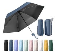 WoRuyKot Mini Reise Regenschirm,tragbarer Faltschirm,sehr kleiner regenschirm (Altblau)