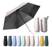 WoRuyKot Mini Reise Regenschirm,tragbarer Faltschirm,sehr kleiner regenschirm (Beige)
