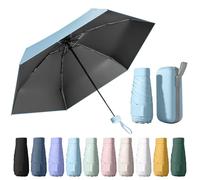 WoRuyKot Mini Reise Regenschirm,tragbarer Faltschirm,sehr kleiner regenschirm (Hellblau)