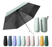 WoRuyKot Mini Reise Regenschirm,tragbarer Faltschirm,sehr kleiner regenschirm (Hellgrün)