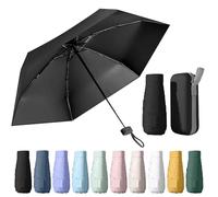WoRuyKot Mini Reise Regenschirm,tragbarer Faltschirm,sehr kleiner regenschirm (Schwarz)