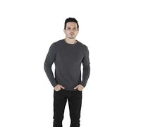 WOSICA Men's 100% Cashmere Kniited Pullover with Long Sleeve Crew Neck (Charcoal, L)