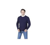 WOSICA Men's 100% Cashmere Kniited Pullover with Long Sleeve Crew Neck (Navy, XL)