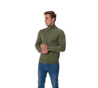 WOSICA Men's 100% Cashmere Knited Long Sleeve Pullover with Turtle Neck (Olive S)