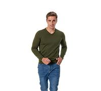 WOSICA Men's 100% Extrafine Merino Wool Knited Long Sleeve Pullover with V-Neck (Olive M)