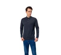 WOSICA Men's 100% Extrafine Merino Wool Long Sleeve Polo (Charcoal S)