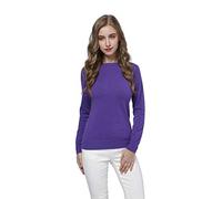 WOSICA Women's Knitted 100% Pure Cashmere Fine Knit Long Sleeve Pullover with Crew Neck (Purple, XL)