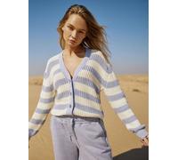 WOTE Strick Cardigan Blockstreifen aus nachhaltiger Baumwolle grau-offwhite S