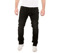 WOTEGA Noah - Denim Jogginghose - Sweat Herren Hosen Mit Gummizug - Männer Jeans Slim Fit Joggers, Schwarz (Phantom Black 3R4205), W31/L34