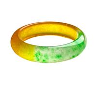 WOTZOV Armreif aus grün-gelber Jade für Damen, Schmuck aus natürlichem Quarzit-Jade，Green Yellow_56mm
