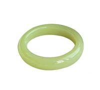WOTZOV Jade-Armreif für Damen, Armreif aus natürlichem Achat-Edelstein in Gelbgrün，Yellow Green_64mm