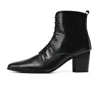 WOUFO Leder Stiefel für Männer High Heels Herren Kleid Schuhe Mit Reißverschluss,Schwarz (adult, men, numeric_45, numeric, eu_footwear_size_system, medium)