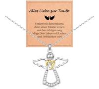 WOVEE Schutzengel Kette Engel Halskette Taufgeschenke für Mädchen Kinder Kommunion Konfirmation Taufe Geschenke Glücksbringer Tochter