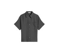 Marc O'Polo Regular Fit Bluse aus reinem Leinen mit Kellerfalte in Dunkelgrau, Größe 40