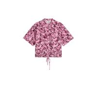 Kurzarmbluse MARC O'POLO DENIM "aus bedrucktem Viskose-Mix", Damen, Gr. XS, medium pink, Obermaterial: 73% Viskose, 27% Baumwolle, bedruckt, relaxed fit bauchfrei, normaler Saum, Blusen (72954253-XS)